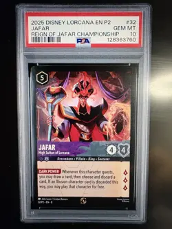 Disney Lorcana Jafar High Sultan Of Lorcana Promo Cards Cold Foil PSA 10 - Image 1