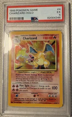 Pokemon TCG Charizard Base Set Unlimited Holo Rare Card 4/102 PSA 5 - Image 1