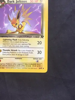 Pokemon Cards: Team Rocket 1st Edition Uncommon: Dark Jolteon 38/82 - Image 4
