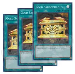 Yugioh - Gold Sarcophagus x 3 - 1st Edition Super Rare NM - Free Holo Card - Image 1