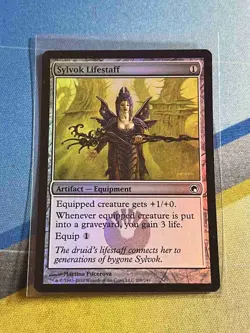 Magic the Gathering MTG Scars of Mirrodin SYLVOK LIFESTAFF Foil - Image 1