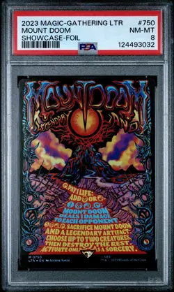 2023 MTG THE LORD OF THE RINGS: TALES OF MIDDLE-EARTH SC-FOIL MOUNT DOOM PSA 8 - Image 1