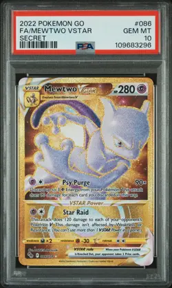 2022 POKEMON GO SECRET #086 FULL ART/MEWTWO VSTAR PSA 10 - Image 1