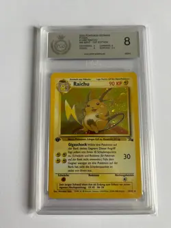 Pokemon RAICHU HOLO 1ST EDITION GERMAN FOSSIL 2000 #14 PGS 8 - Image 1