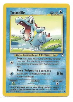 Totodile 81/111 Neo Genesis Regular Pokemon TCG Vintage - Image 1
