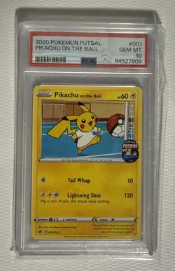 2020 POKEMON FUTSAL #001 PIKACHU ON THE BALL PSA 10 - Image 1