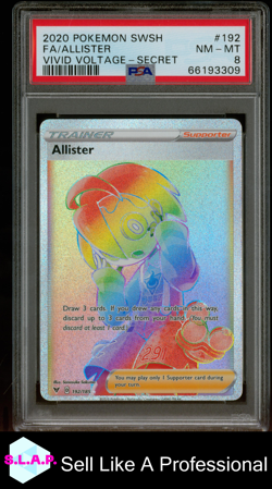 FA/ALLISTER VIVID VOLTAGE-SECRET POKEMON SWSH VIVID VOLTAGE 2020 192 PSA 8 - Image 1