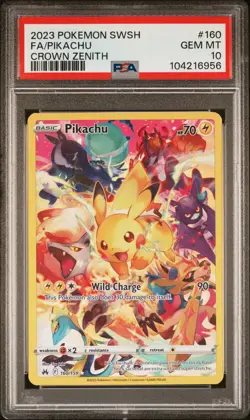 2023 POKEMON SWORD & SHIELD CROWN ZENITH #160 FULL ART/PIKACHU PSA 10 - Image 1