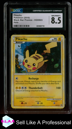 PIKACHU POKEMON NINTENDO HGSS03 2010 BLACK STAR PROMO HOLO EN CGC 8.5 - Image 1