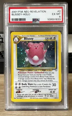 PSA 6 EX-MT - BLISSEY HOLO - 2001 POKEMON - NEO REVELATIONS 2/64 RARE - Image 1