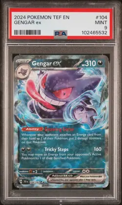2024 POKEMON TEF EN-TEMPORAL FORCES #104 GENGAR EX PSA 9 - Image 1