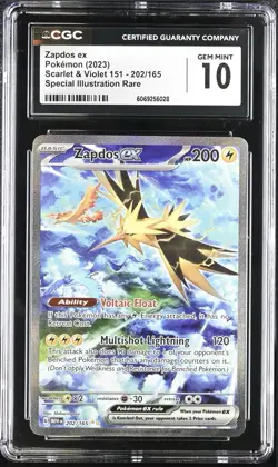 Pokemon Zapdos ex 202/165 Sv: Scarlet & Violet 151 Holo CGC 10 - Image 1