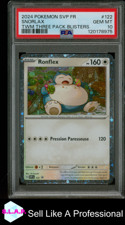 SNORLAX TWM THREE PACK BLISTER POKEMON FRE SVP FR-SV BLCK STR PRM 24 122 PSA 10 - Image 1