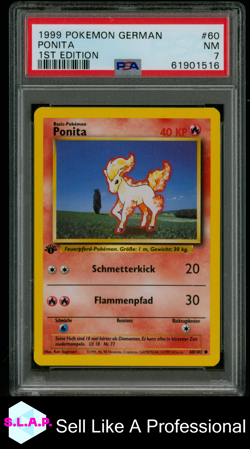 PONITA 1ST EDITION POKEMON GERMAN 1999 60 PSA 7 - Image 1
