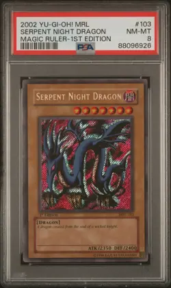 2002 YU-GI-OH! MRL-MAGIC RULER 1ST EDITION #103 SERPENT NIGHT DRAGON PSA 8 - Image 1
