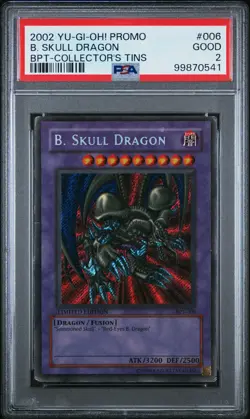 2002 YU-GI-OH! PROMO BPT-COLLECTOR'S TINS #006 B. SKULL DRAGON PSA 2 - Image 1