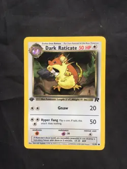 Pokemon Cards: Team Rocket 1st Edition Common: Dark Raticate 50/82 - Image 1