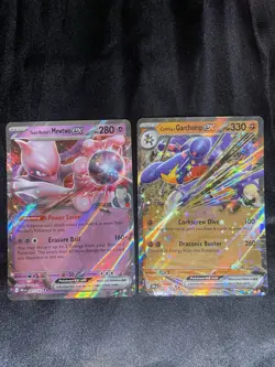 Pokemon TCG Ex Holo 2 Card Lot Rockets Mewtwo #81 Cynthia’s Garchomp #104 NM - Image 1