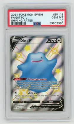 Pokemon Card Ditto V SV118/SV122 Holo Shining Fates PSA 10 GEM MINT - Image 1