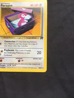 Pokemon Cards: Team Rocket 1st Edition Uncommon: Porygon 48/82 - Image 4