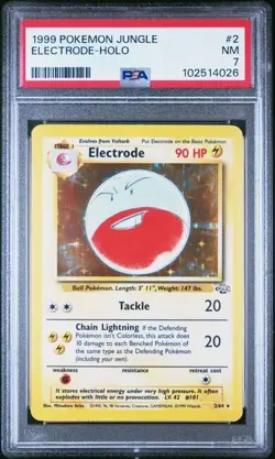 PSA 7 Electrode Pokemon Card Holo WOTC 2/64 Jungle Set Rare Vintage 1999 NM NEW - Image 1