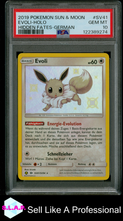 EVOLI-HOLO HIDDEN FATES-GERMAN POKEMON SUN & MOON HIDDEN FATES 2019 SV41 PSA 10 - Image 1