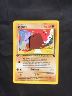 Pokemon Cards: Team Rocket 1st Edition Common: Diglett 52/82 - Image 1