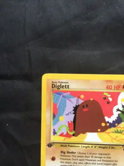 Pokemon Cards: Team Rocket 1st Edition Common: Diglett 52/82 - Image 2