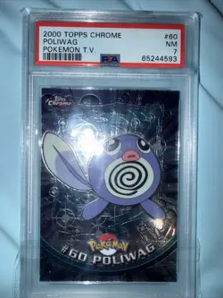 2000 TOPPS CHROME POKEMON T.V. #60 POLIWAG PSA 7 - Image 1
