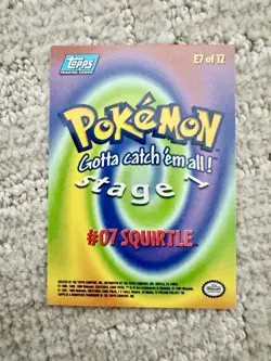 Topps Pokemon Squirtle #07 E7/12 1999 The First Movie Blue Logo MINT CONDITION! - Image 2