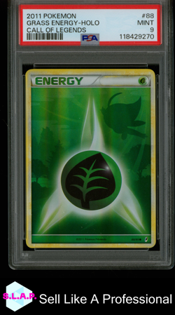 GRASS ENERGY-HOLO CALL OF LEGENDS POKEMON CALL OF LEGENDS 2011 88 PSA 9 - Image 1