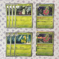 4x Chikorita 3x Bayleef 2x Meganium Pokemon TCG Mega Evolution Playset NM - Image 1
