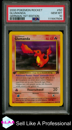 GLUMANDA POKEMON 50/82 2000 ROCKET FIRST EDITION - DEUTSCH PSA 10 - Image 1