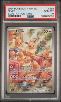 2024 POKEMON TWM EN-TWILIGHT MASQUERADE ILLUSTRATION RARE #188 EEVEE PSA 10 - Image 1
