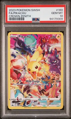 2023 POKEMON SWORD & SHIELD CROWN ZENITH #160 FULL ART/PIKACHU PSA 10 - Image 1