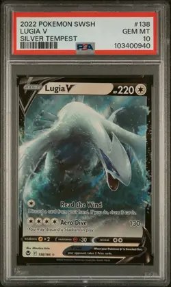 2022 POKEMON SWORD & SHIELD SILVER TEMPEST #138 LUGIA V PSA 10 - Image 1