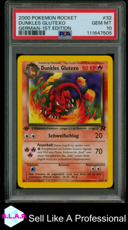 DUNKLES GLUTEXO POKEMON 32/82 2000 ROCKET FIRST EDITION - DEUTSCH PSA 10 - Image 1