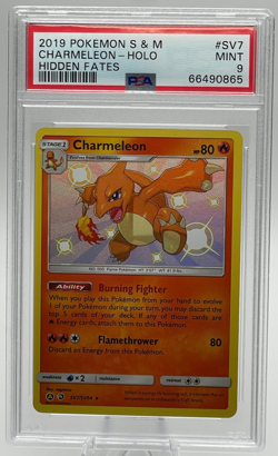2019 POKEMON SUN & MOON HIDDEN FATES #SV7 CHARMELEON REVERSE FOIL PSA 9 MINT - Image 1