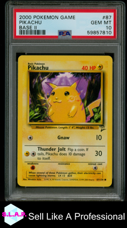 PIKACHU POKEMON 87/130 2000 BASE SET II - ENGLISCH PSA 10 - Image 1