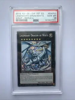 Yugioh PSA 10 GEM MINT Legendary Dragon Of White WSUP-EN051 1st Prismatic Secret - Image 1
