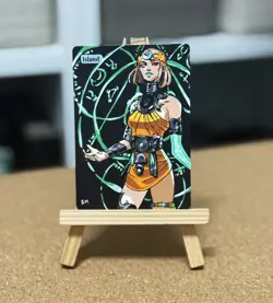 Hand Painted Altered Art Mtg land card Anime Island Girl - Image 3