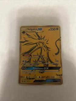 Pokemon TCG Solgaleo GX Full Art Gold Holo Promo Card Sun & Moon SM104a - Image 1