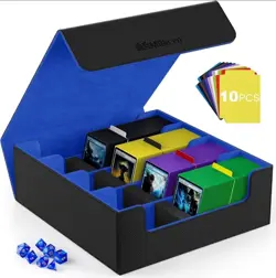 Mlikero Card Deck Case, 2400+ Trading Card Storage Box Blue and Black Baseball - Image 1