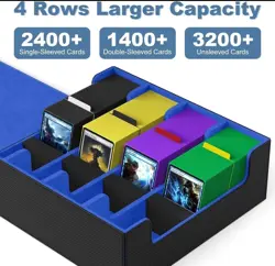 Mlikero Card Deck Case, 2400+ Trading Card Storage Box Blue and Black Baseball - Image 3