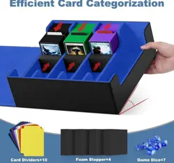 Mlikero Card Deck Case, 2400+ Trading Card Storage Box Blue and Black Baseball - Image 4