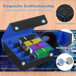 Mlikero Card Deck Case, 2400+ Trading Card Storage Box Blue and Black Baseball - Image 5