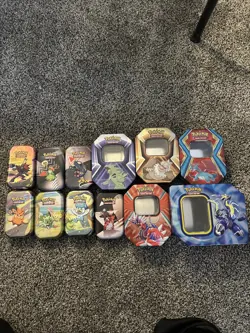 (12) Pokemon Tins Empty Lot No Cards Great Condition No Duplicates NM Lot Of 12 - Image 1