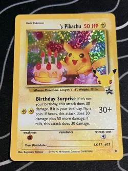 Pokemon Pikachu TCG Black Star Promo Card Birthday Celebrations - Image 1