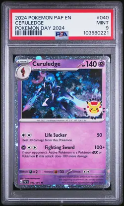 2024 POKEMON PAF EN-PALDEAN FATES POKEMON DAY 2024 #040 CERULEDGE PSA 9 - Image 1