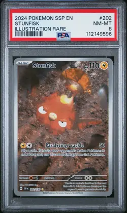 2024 POKEMON SSP EN-SURGING SPARKS ILLUSTRATION RARE #202 STUNFISK PSA 8 - Image 1